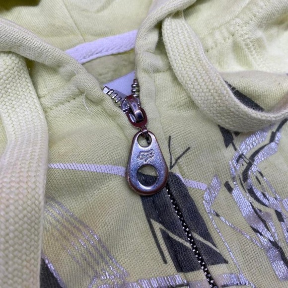 Fox Racing Yellow and white zip up hoodie with unique graphics - Picture 3 of 7